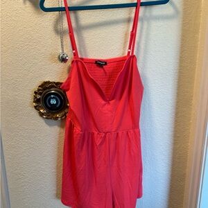 Express Coral Pink Spaghetti Strap Romper